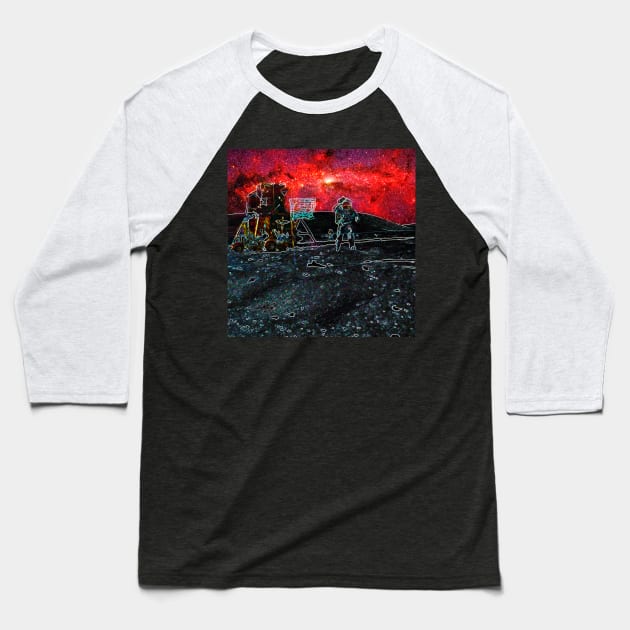 Trippy Moon landing flag salute with amazing sky Baseball T-Shirt by Cobb's Creations